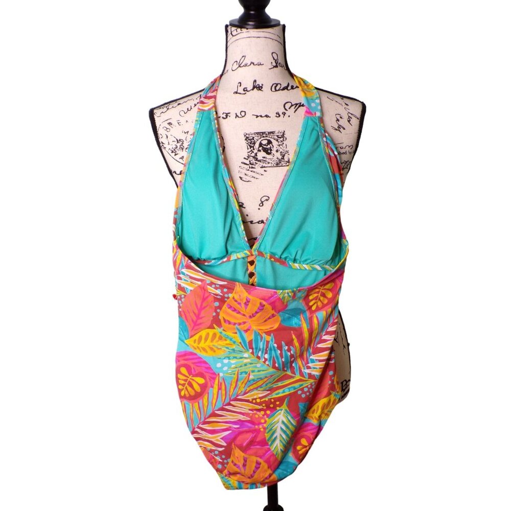 🆕 Bleu Rod Beattie The Heat Is On Halter One Piece Swimsuit Tropical Print 6 - Picture 5 of 5